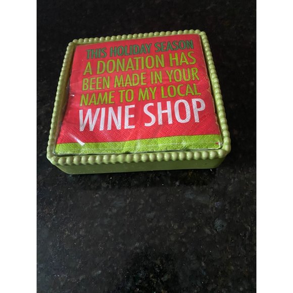 Real Home 6" Green Beverage Napkin Holder and Holiday Napkins - Picture 9 of 9